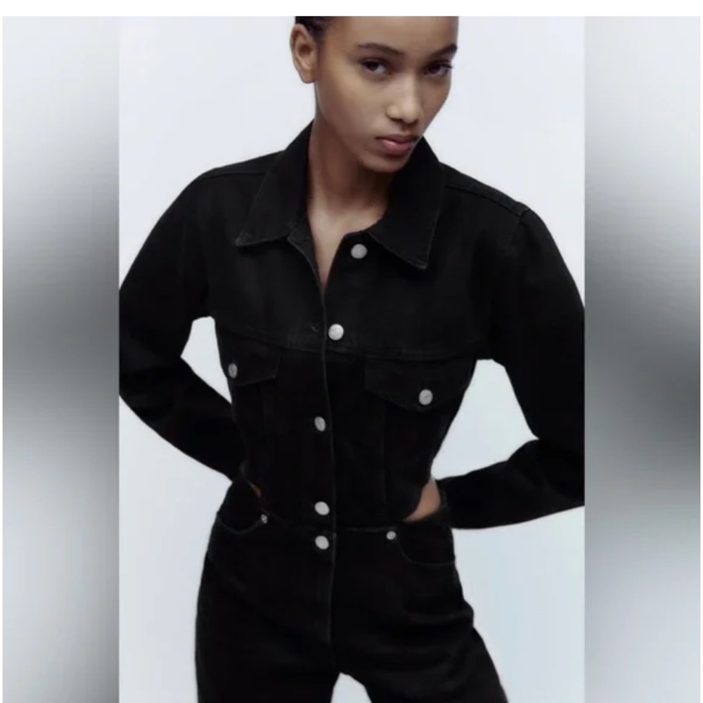 NWT Zara denim long sleeve jumpsuit